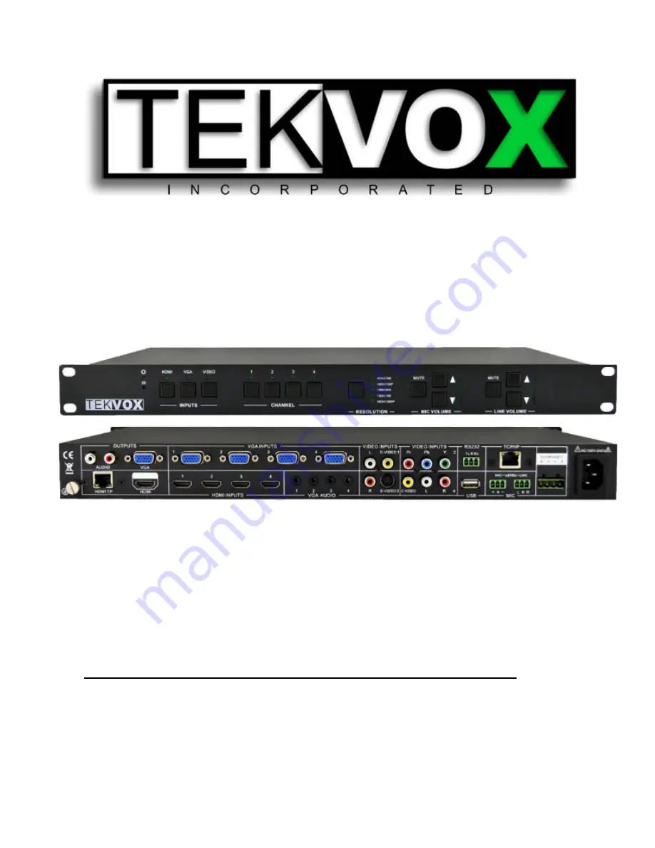 Tekvox TEK 1201-HD Скачать руководство пользователя страница 1