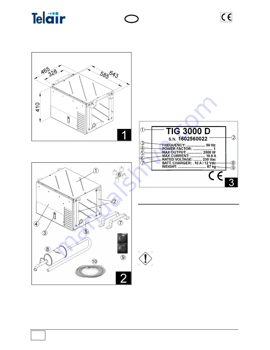 Telair TIG 3000D Use And Maintenance Manual And Instructions For Installation Download Page 8