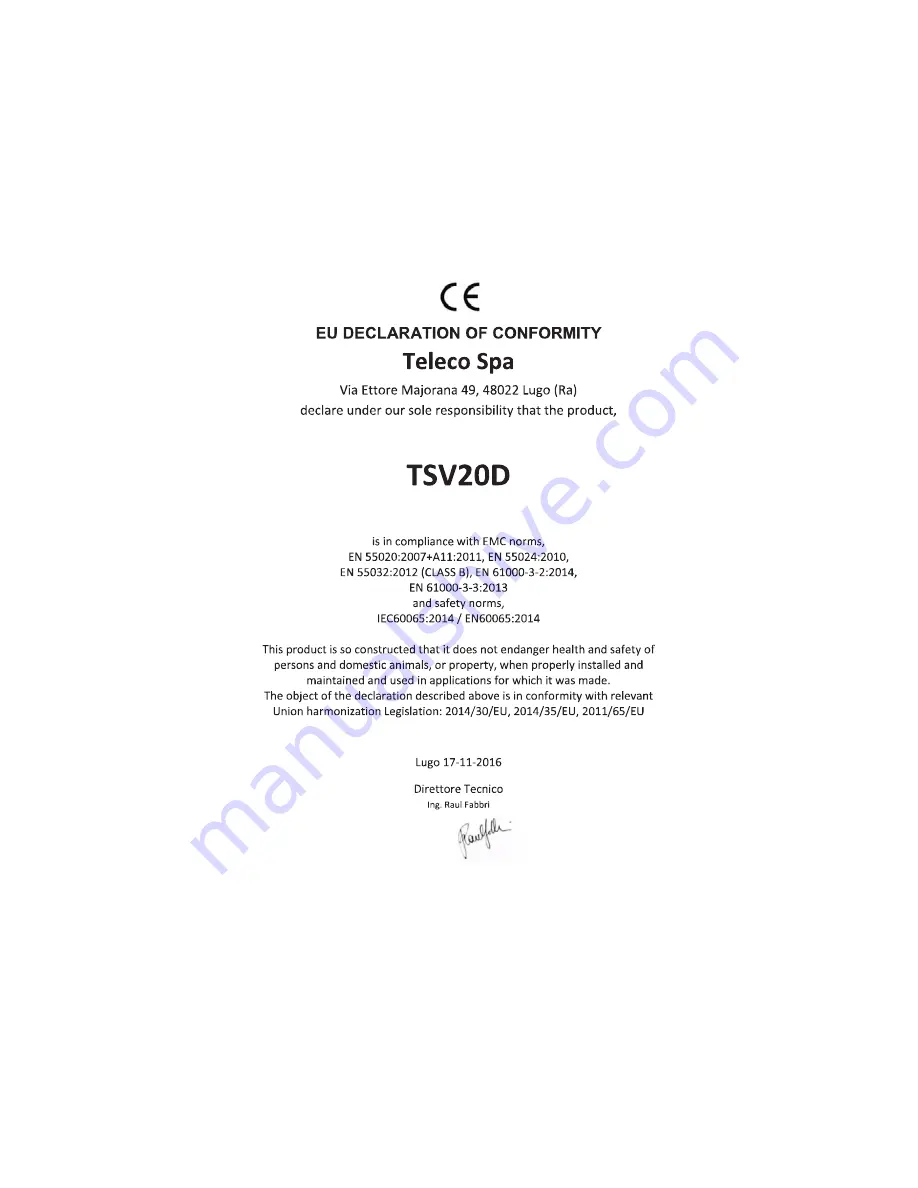 Teleco TSV20D Operating Instruction Download Page 38