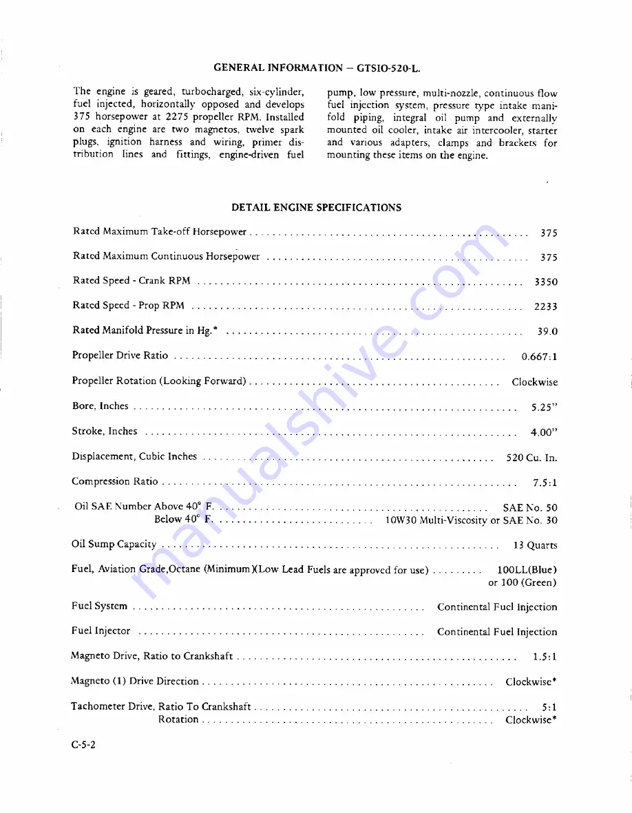 Teledyne Continental Motors GTSIO-520 Series Скачать руководство пользователя страница 188