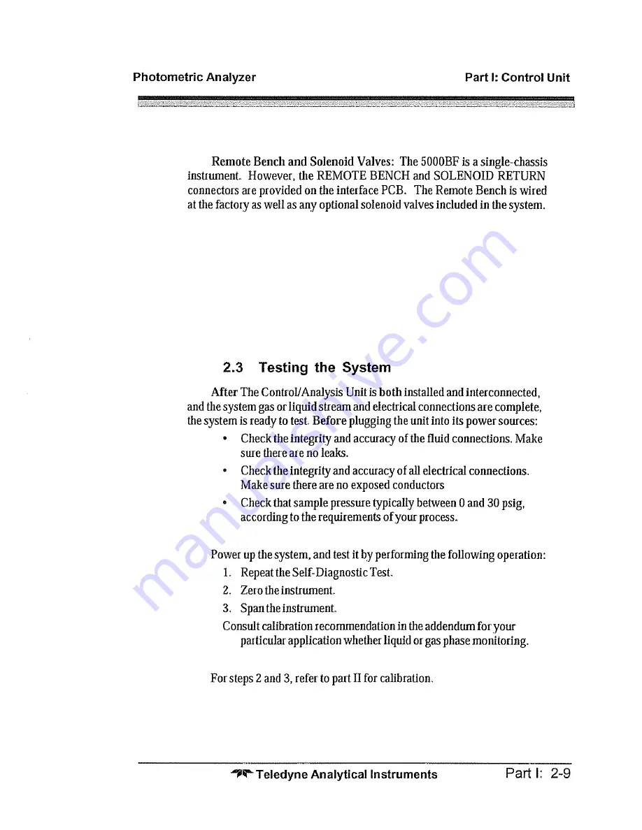 Teledyne 5000BF Operating Instructions Manual Download Page 27