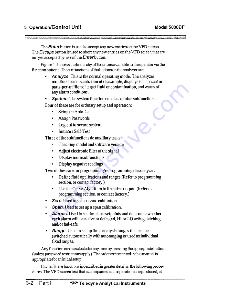 Teledyne 5000BF Operating Instructions Manual Download Page 30