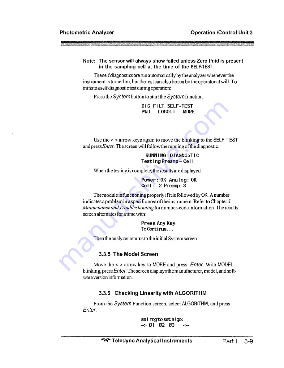 Teledyne 5000BF Operating Instructions Manual Download Page 37