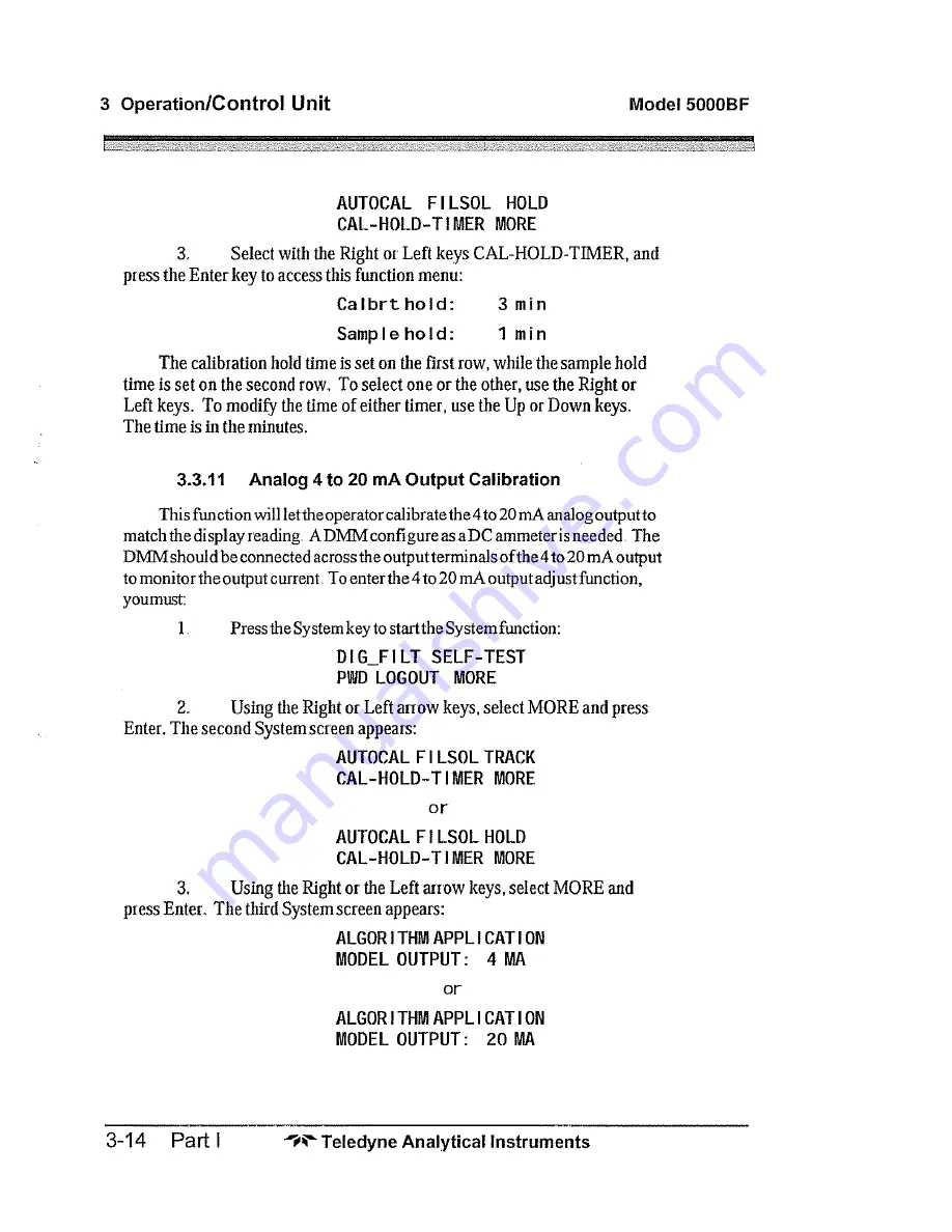 Teledyne 5000BF Operating Instructions Manual Download Page 42