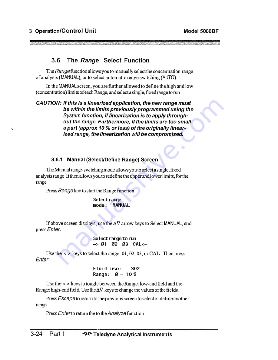 Teledyne 5000BF Operating Instructions Manual Download Page 52