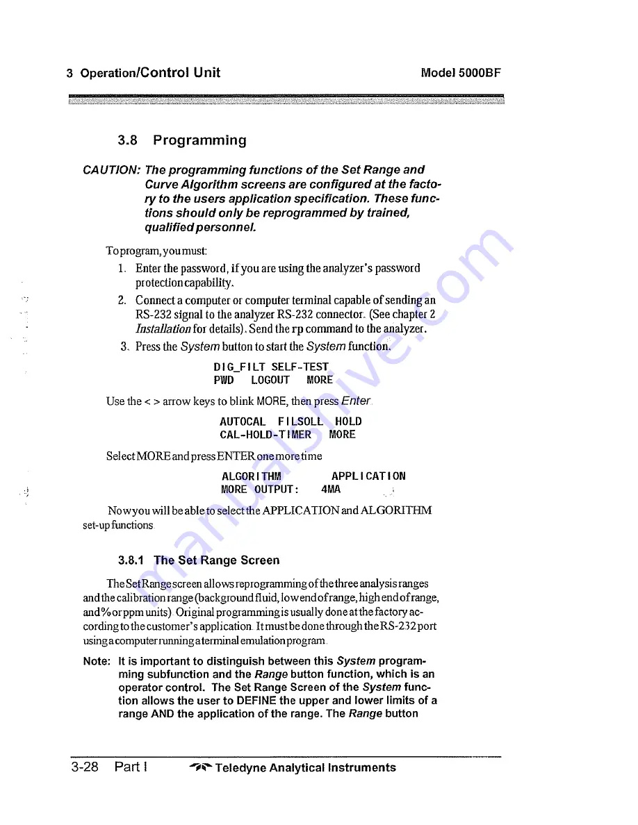 Teledyne 5000BF Operating Instructions Manual Download Page 56