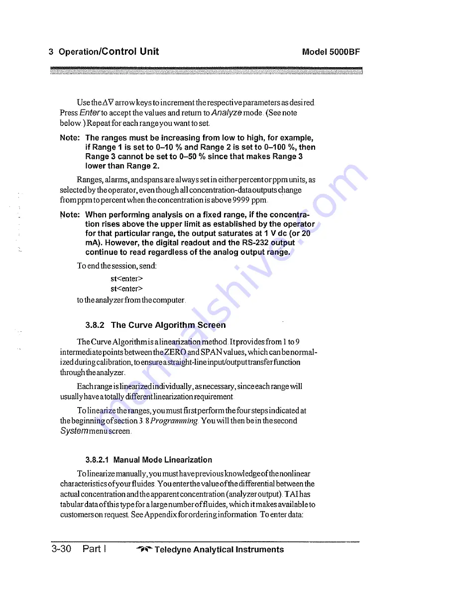 Teledyne 5000BF Operating Instructions Manual Download Page 58