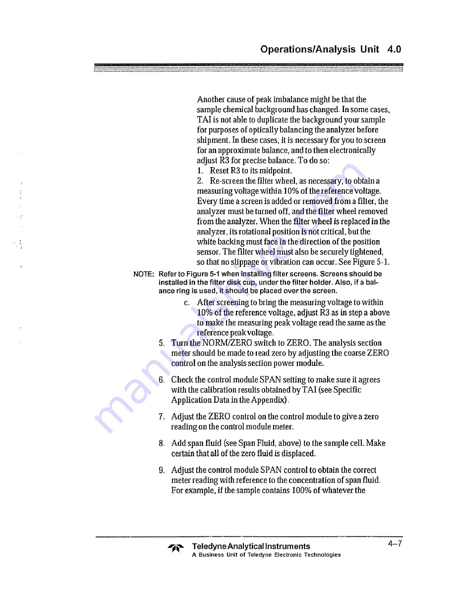 Teledyne 5000BF Operating Instructions Manual Download Page 85