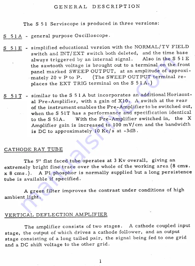 Telequipment Serviscope S51 Operating Instructions Manual Download Page 3