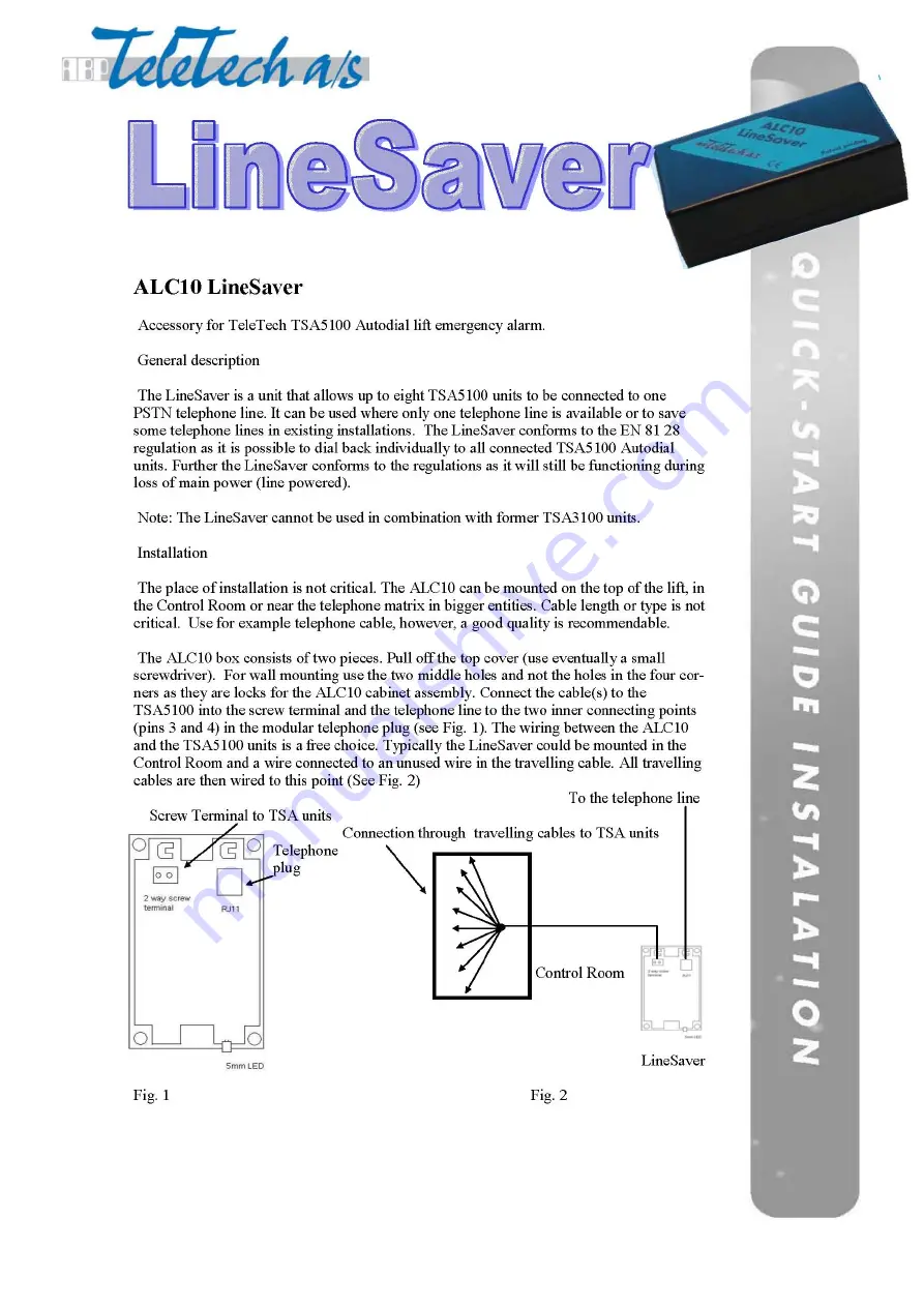 TELETECH ALC10 LineSaver Скачать руководство пользователя страница 2