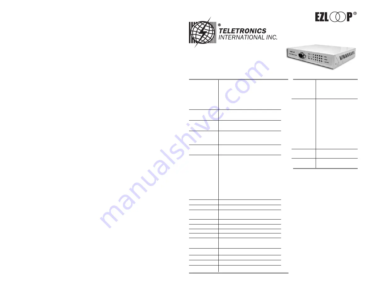 Teletronics International EZLoop 21-106 Quick Product Manual Download Page 1