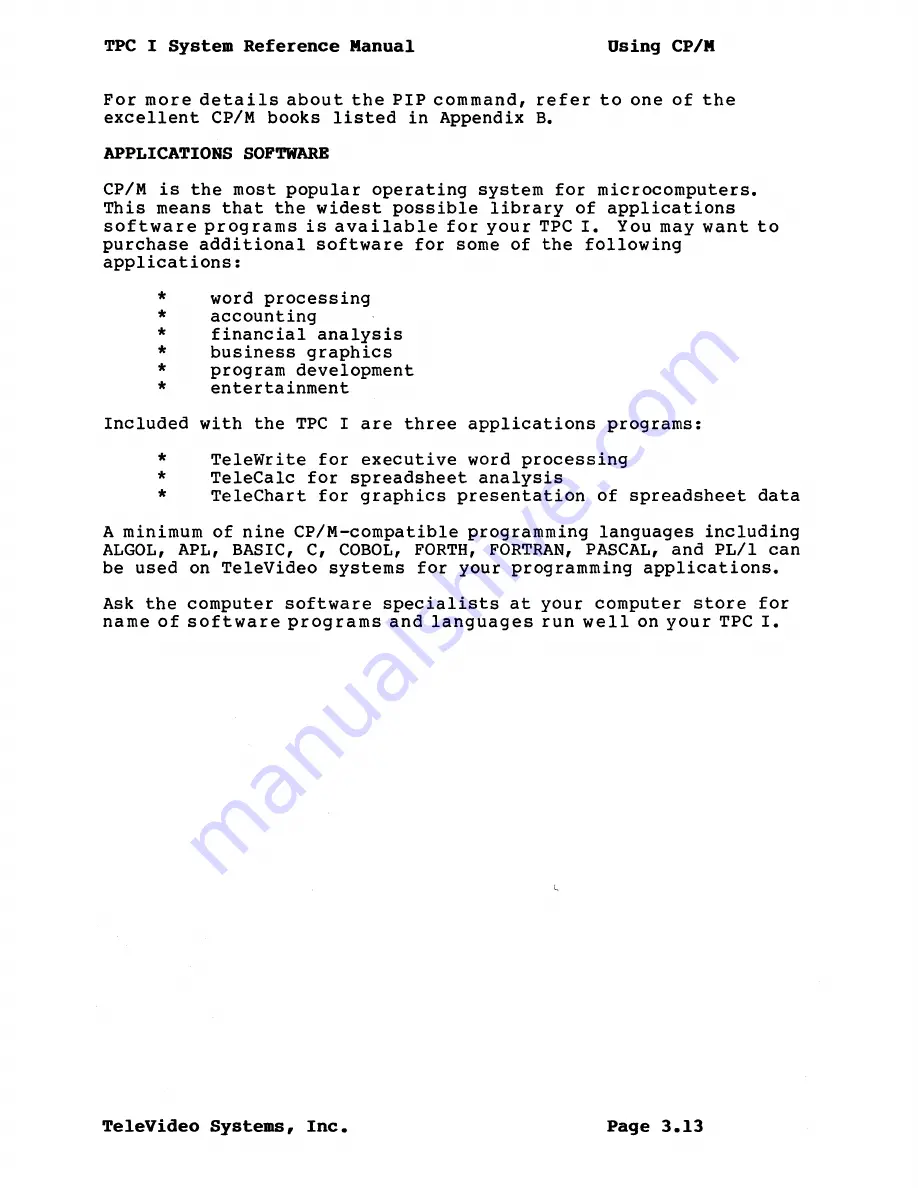 TeleVideo TPC I SYSTEM Reference Manual Download Page 32