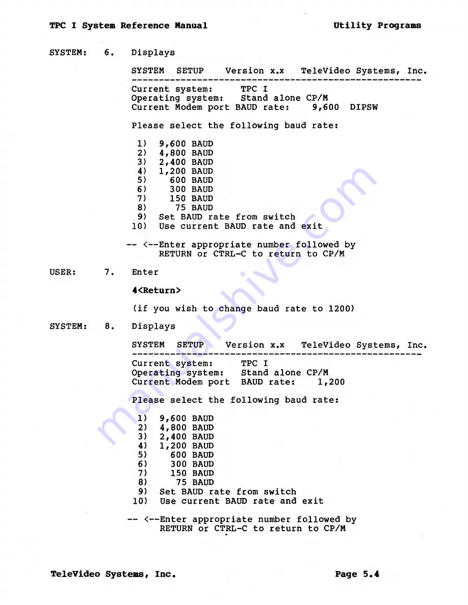 TeleVideo TPC I SYSTEM Reference Manual Download Page 47