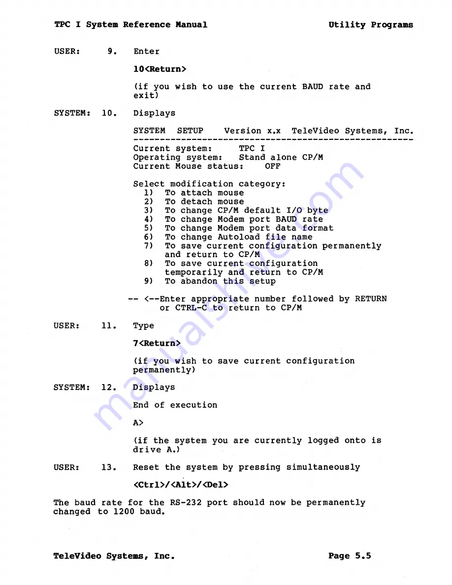 TeleVideo TPC I SYSTEM Reference Manual Download Page 48