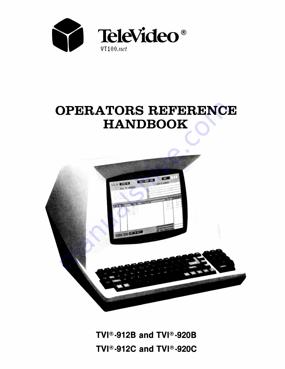 TeleVideo TVI-9128 Operators Reference Handbook Download Page 1