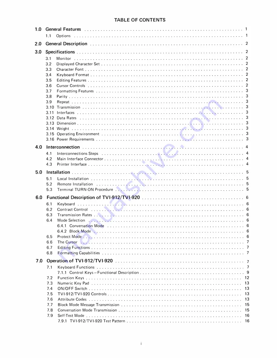 TeleVideo TVI-9128 Operators Reference Handbook Download Page 3