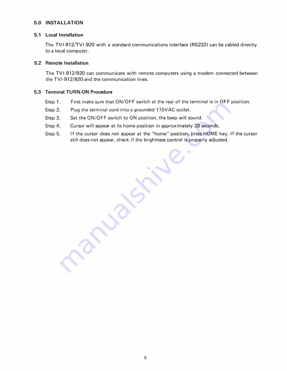 TeleVideo TVI-9128 Operators Reference Handbook Download Page 9