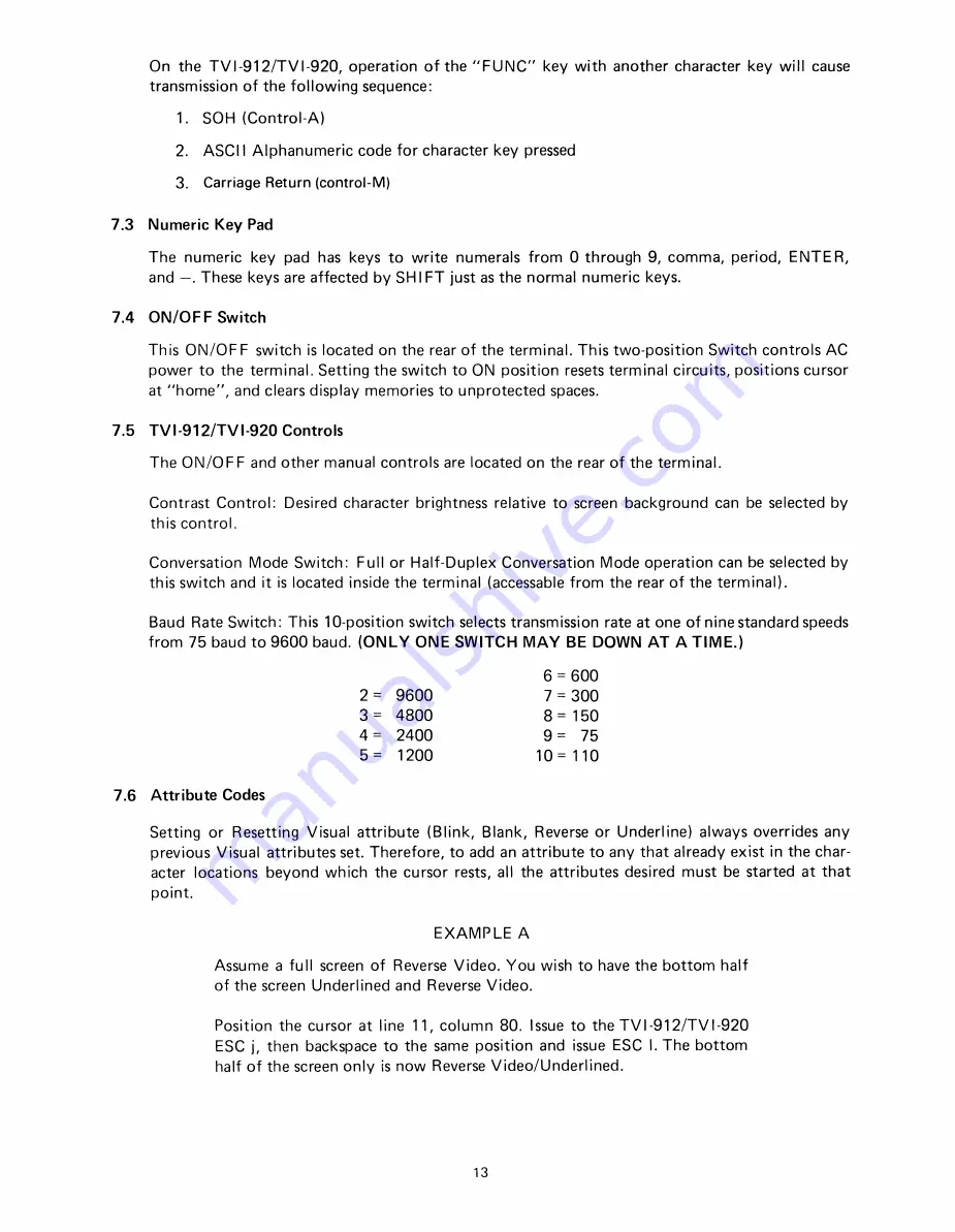 TeleVideo TVI-9128 Operators Reference Handbook Download Page 17