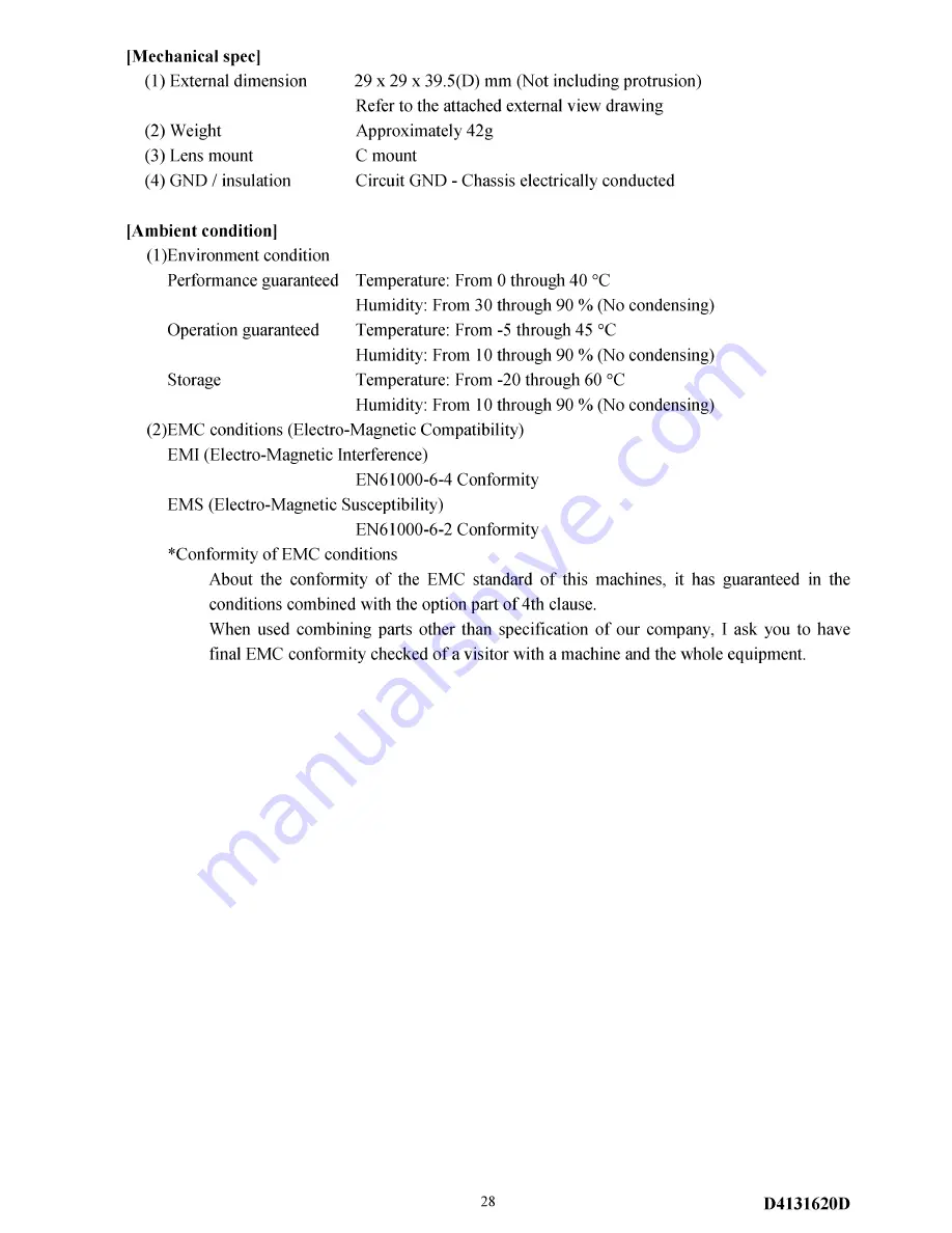 Teli CS8570D Specifications Download Page 28