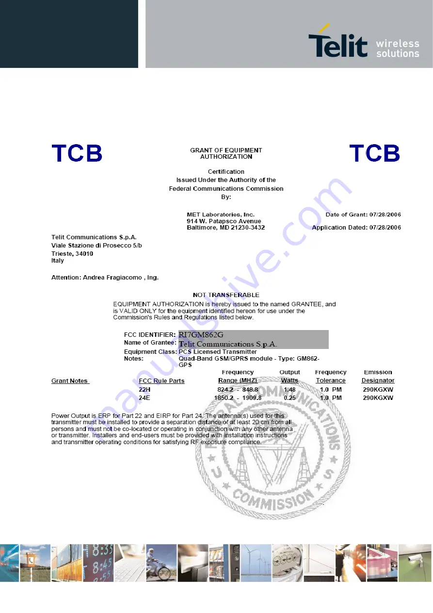 Telit Wireless Solutions GM862 Series Скачать руководство пользователя страница 52