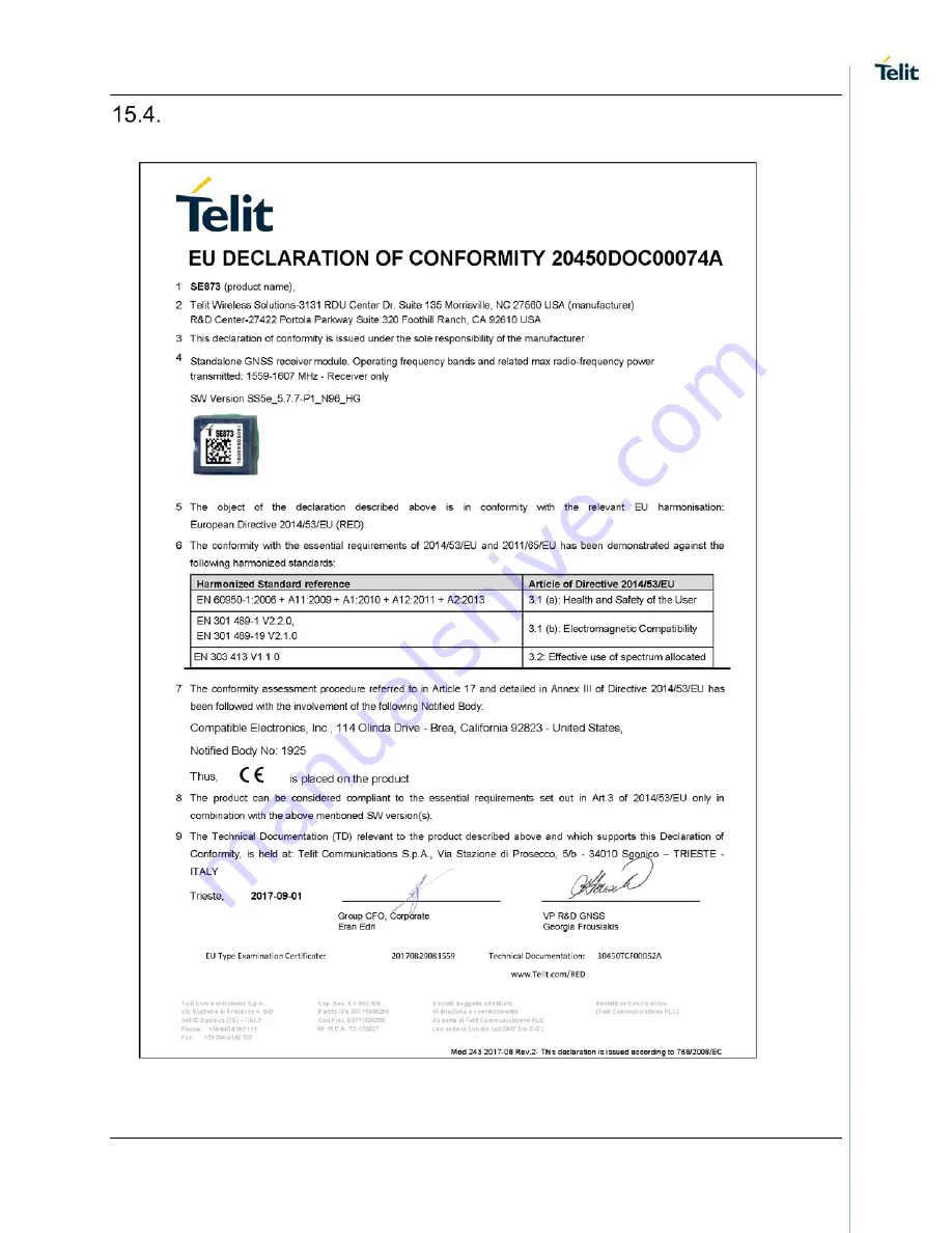 Telit Wireless Solutions SE873 Series Product User Manual Download Page 60