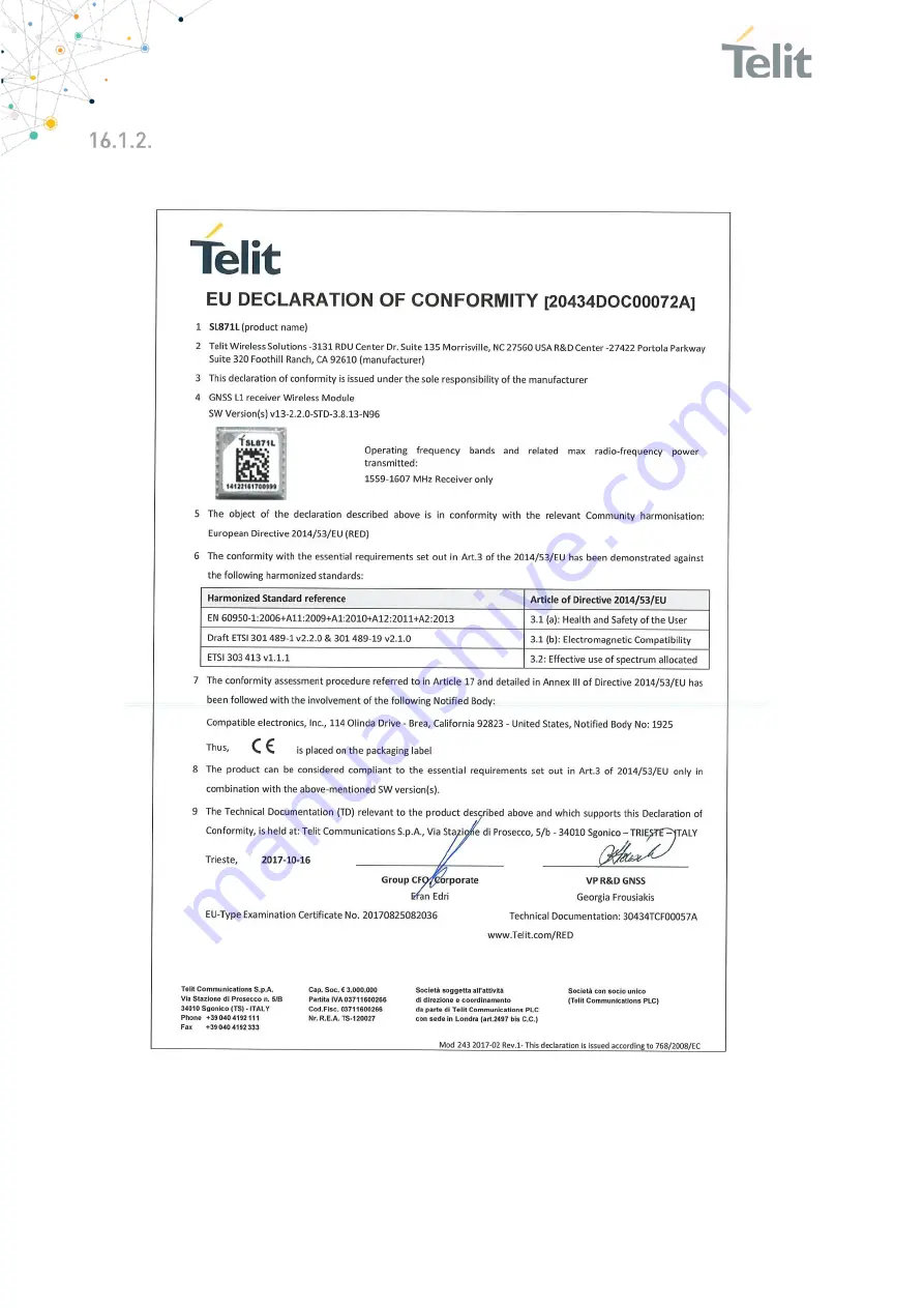 Telit Wireless Solutions SL871 Скачать руководство пользователя страница 76