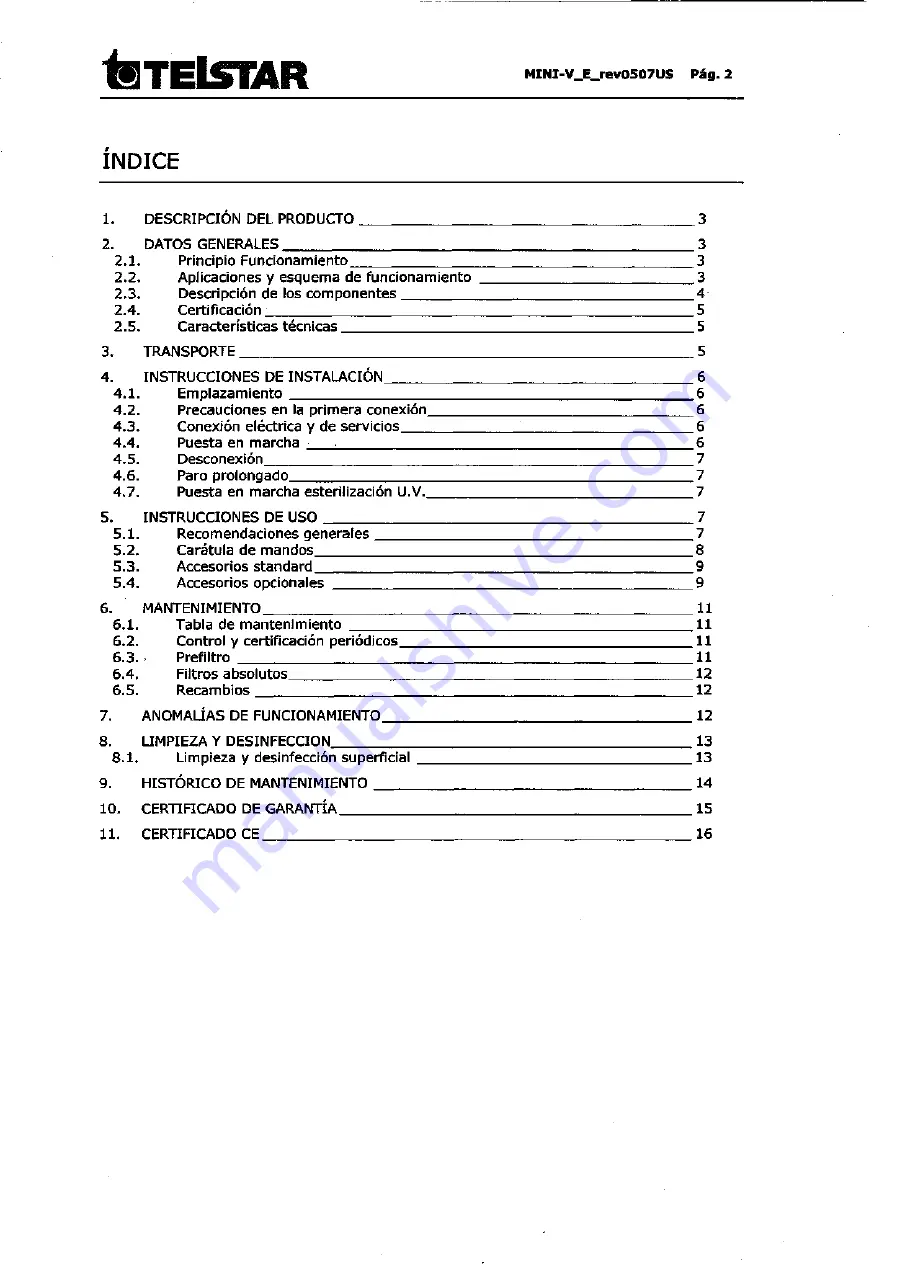 Telstar MINI-V/PCR User Manual Download Page 19