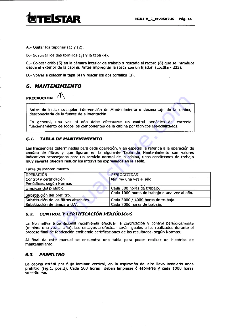 Telstar MINI-V/PCR User Manual Download Page 29