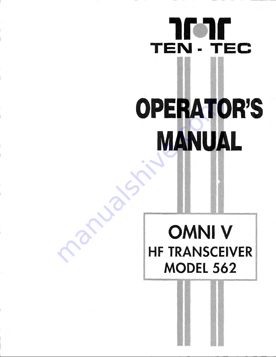 Ten-Tec omni V 562 Operator'S Manual Download Page 2