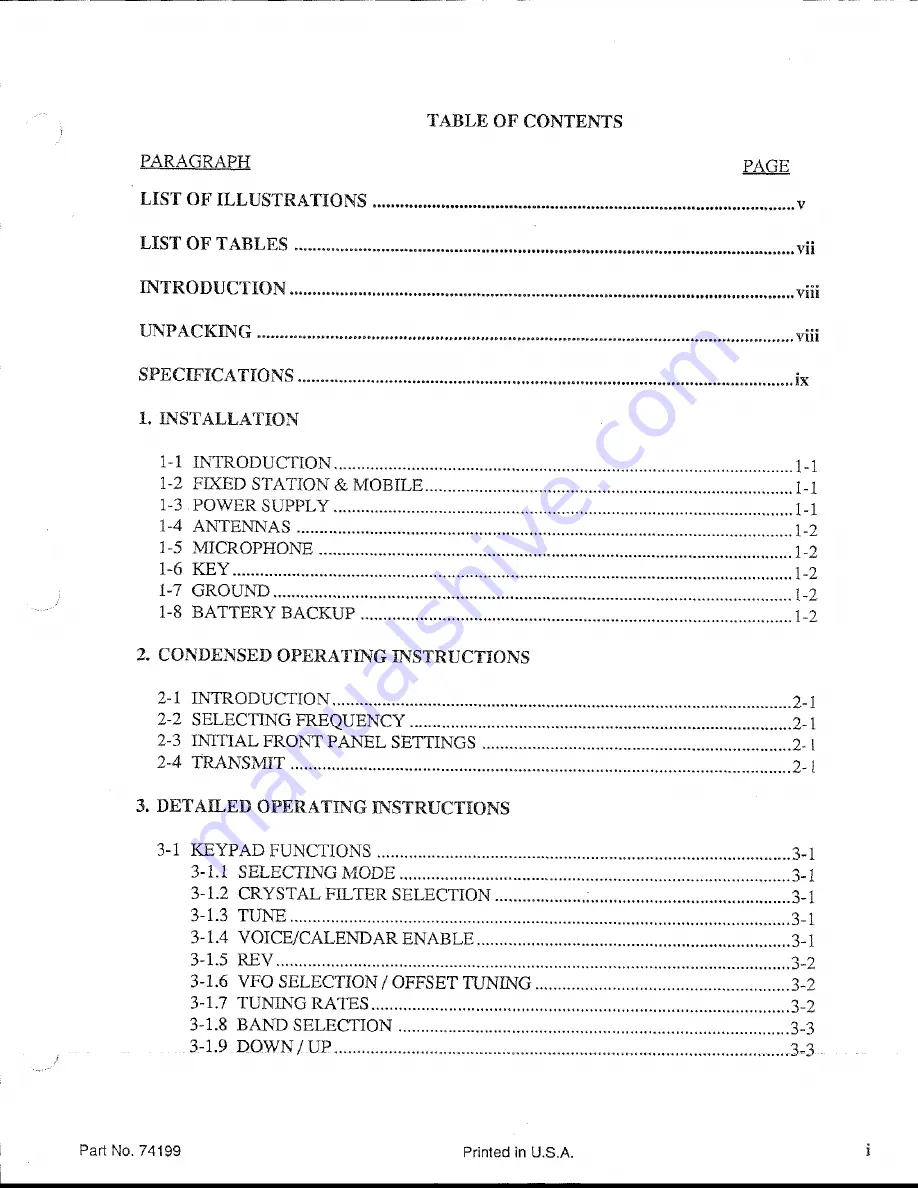 Ten-Tec omni V 562 Operator'S Manual Download Page 3