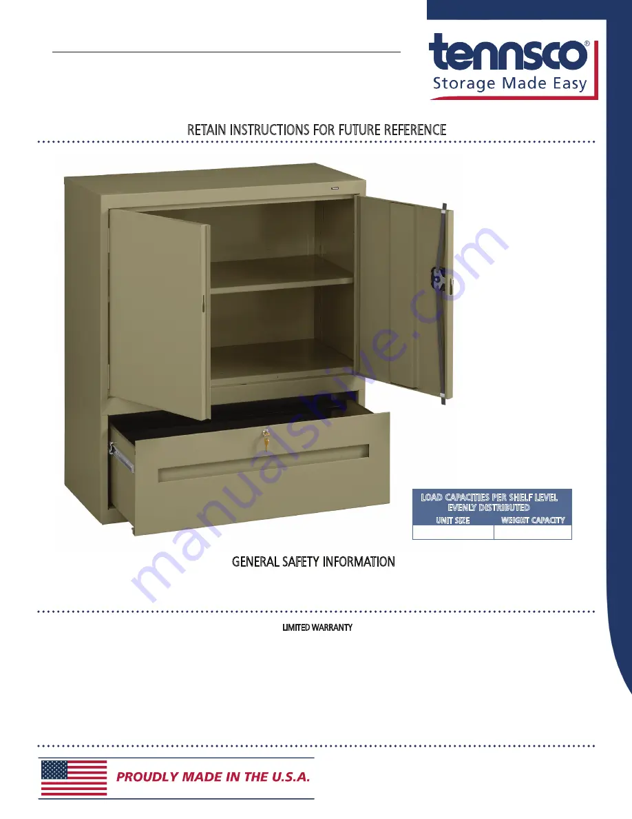 Tennsco DWR-4218 Assembly Instructions/Parts Manual Download Page 1