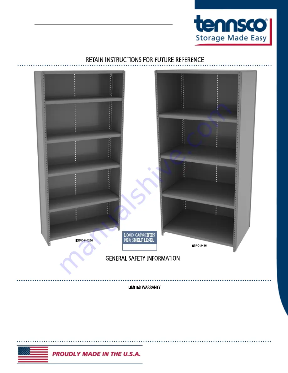 Tennsco ESPC-1236 Assembly Instructions/Parts Manual Download Page 1