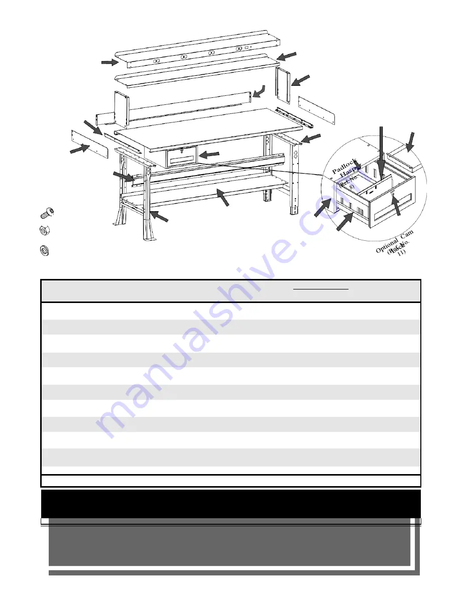 Tennsco Industrial Workbench with Steel Top Assembly Instructions/Parts Manual Download Page 6