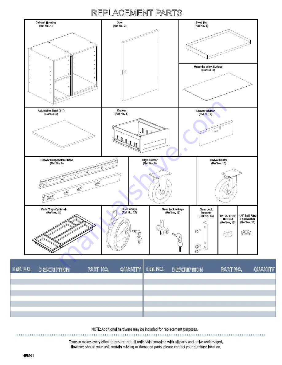 Tennsco MB-1-2542-MGY Assembly Instructions/Parts Manual Download Page 4