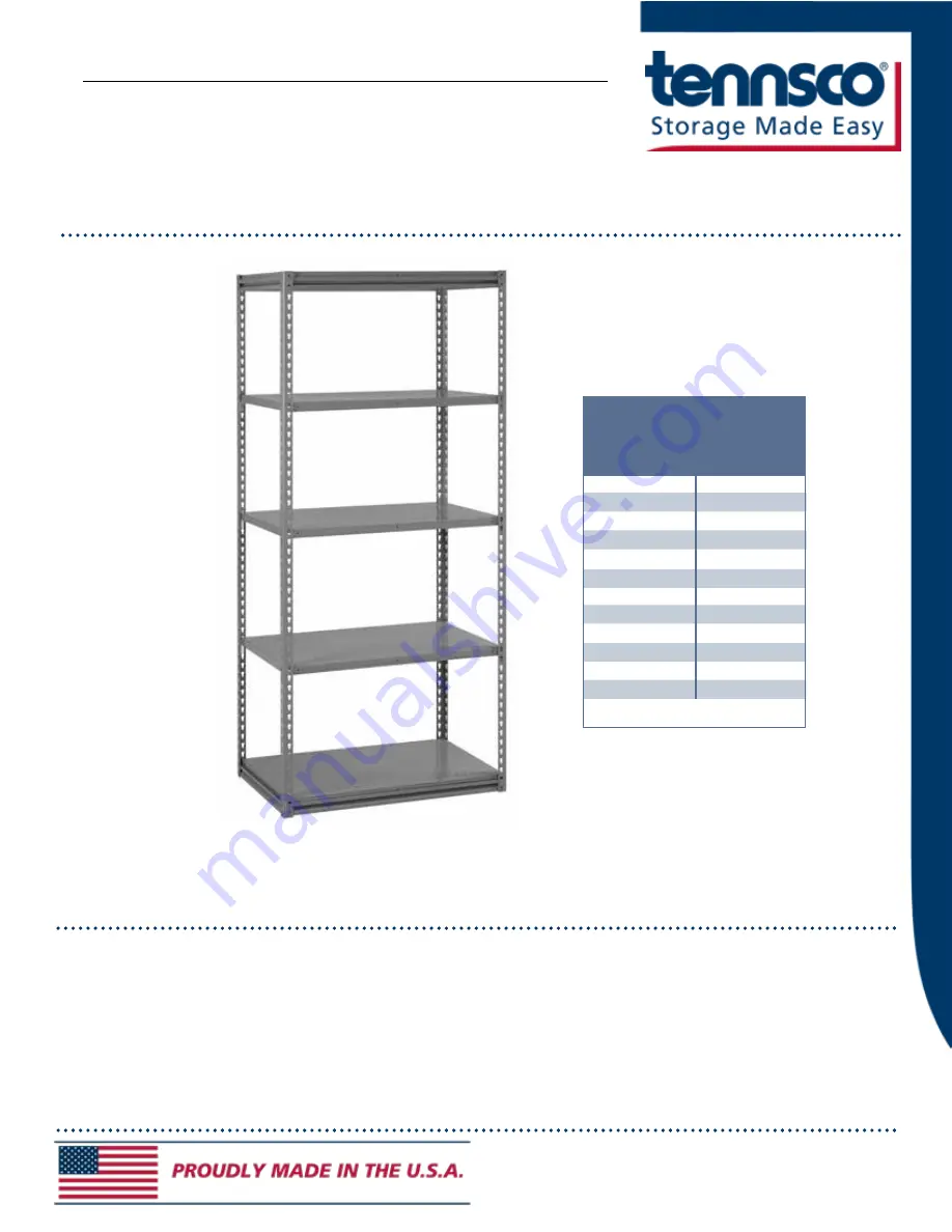 Tennsco Z-Line Steel Shelf Unit Assembly Instructions/Parts Manual Download Page 1