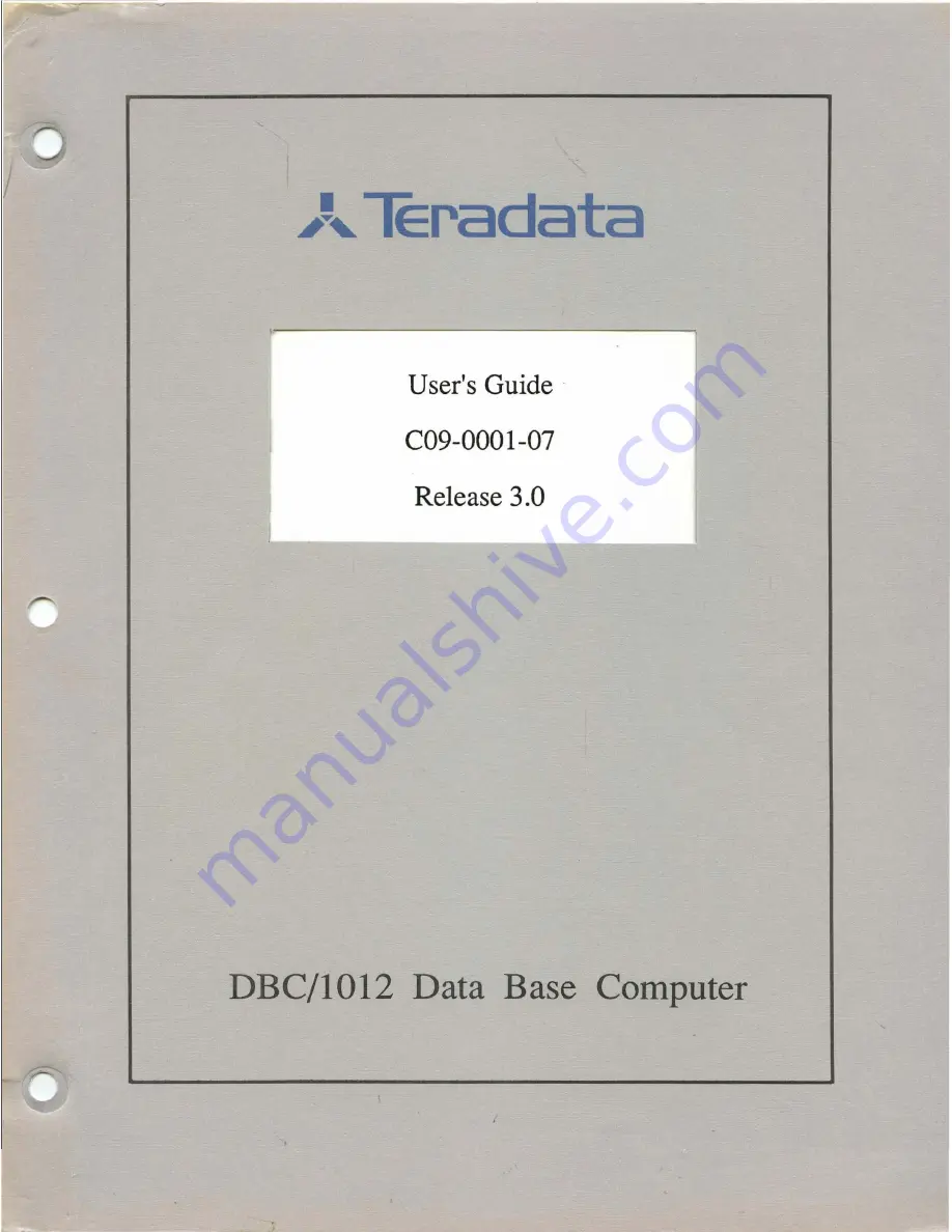 Teradata C09-0001-07 User Manual Download Page 1