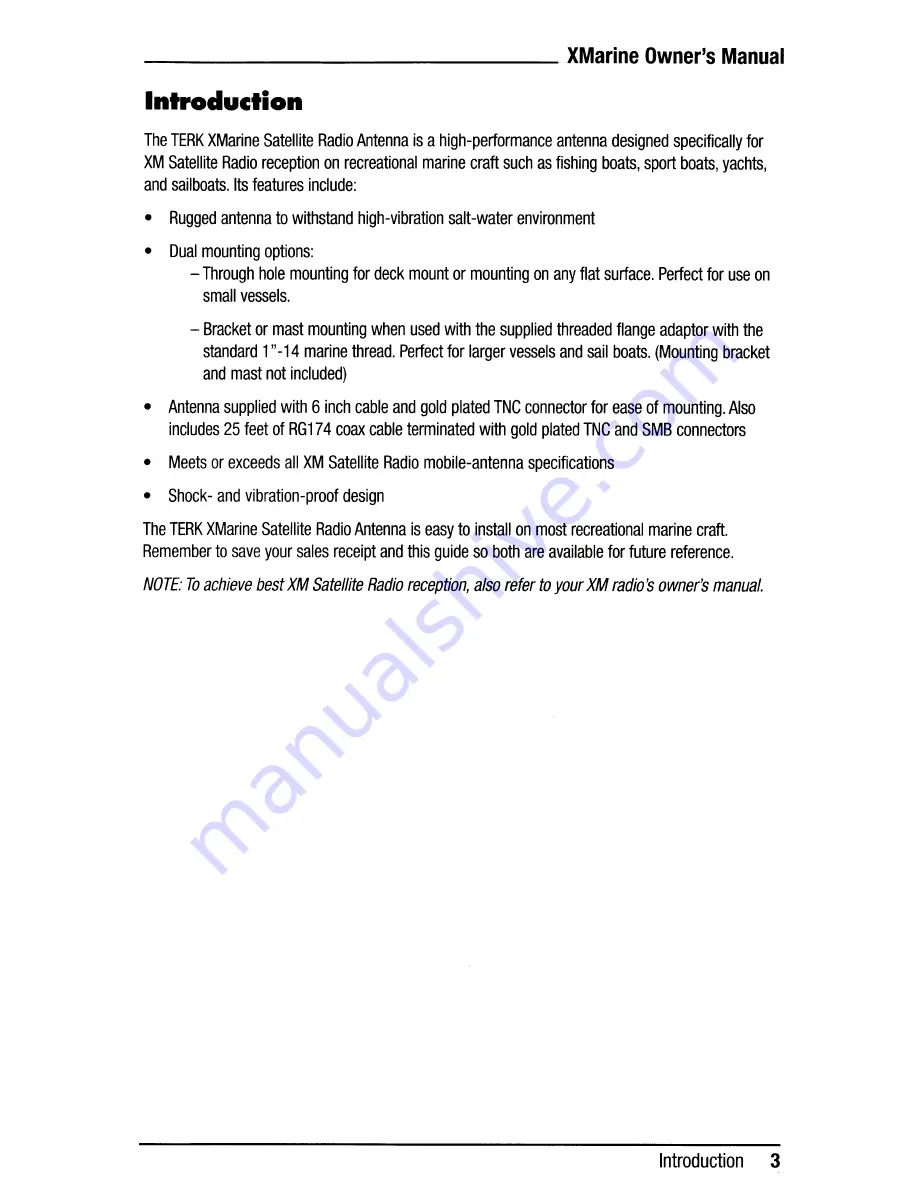 TERK Technologies XMarine Owner'S Manual Download Page 3