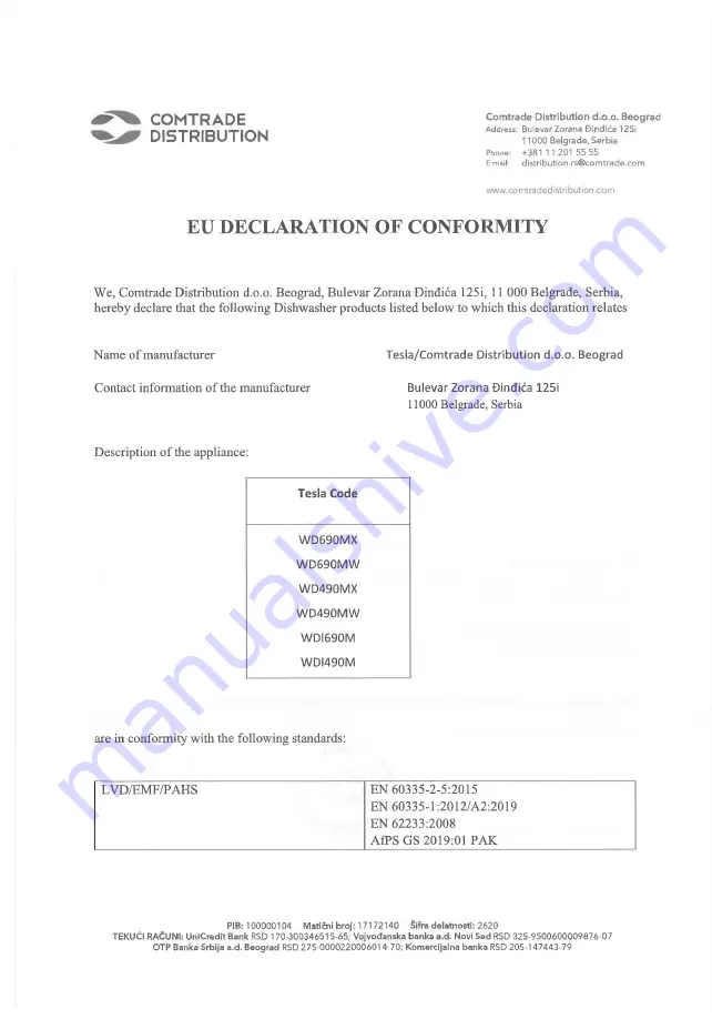 Tesla WD490MW User Manual Download Page 32