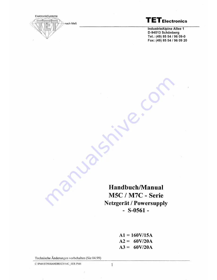 TET Electronics M5C Series Скачать руководство пользователя страница 54