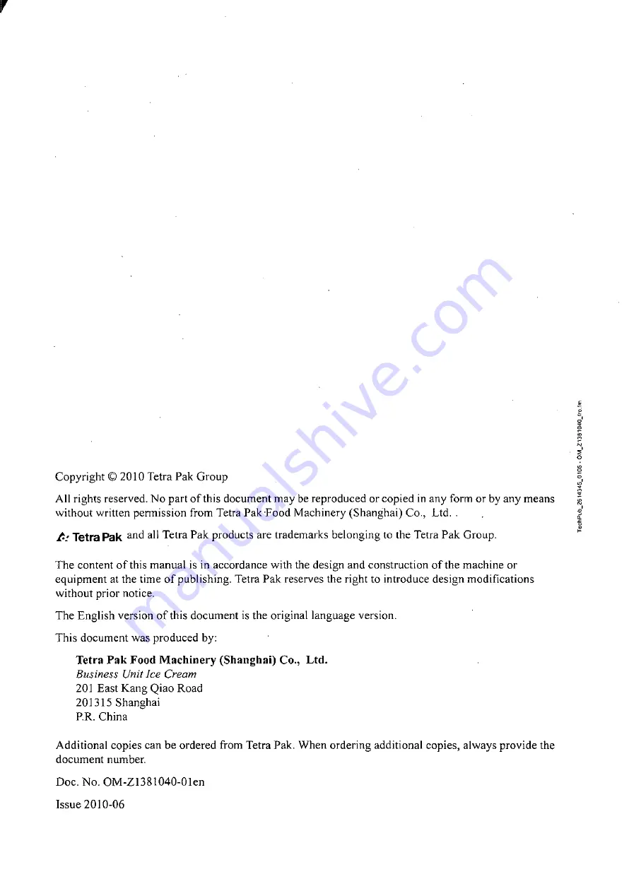 Tetra Pak Hoyer Frigus SF 1200 N1 Operation Manual Download Page 2