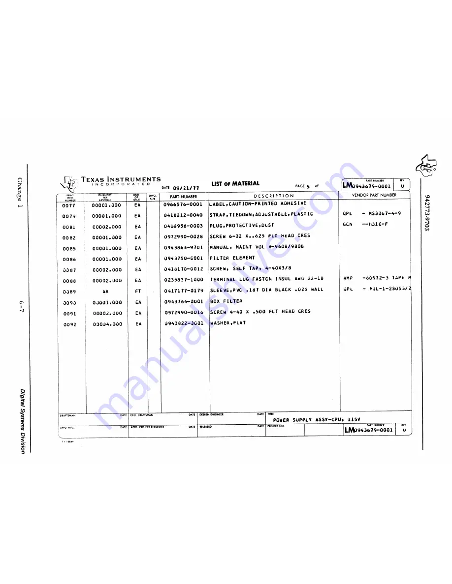 Texas Instruments 960B Maintenance Manual Download Page 69