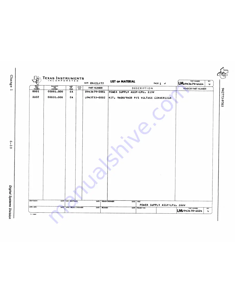 Texas Instruments 960B Maintenance Manual Download Page 72