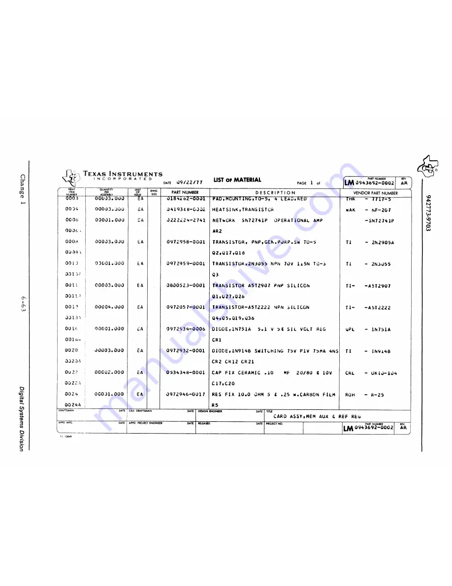 Texas Instruments 960B Maintenance Manual Download Page 122