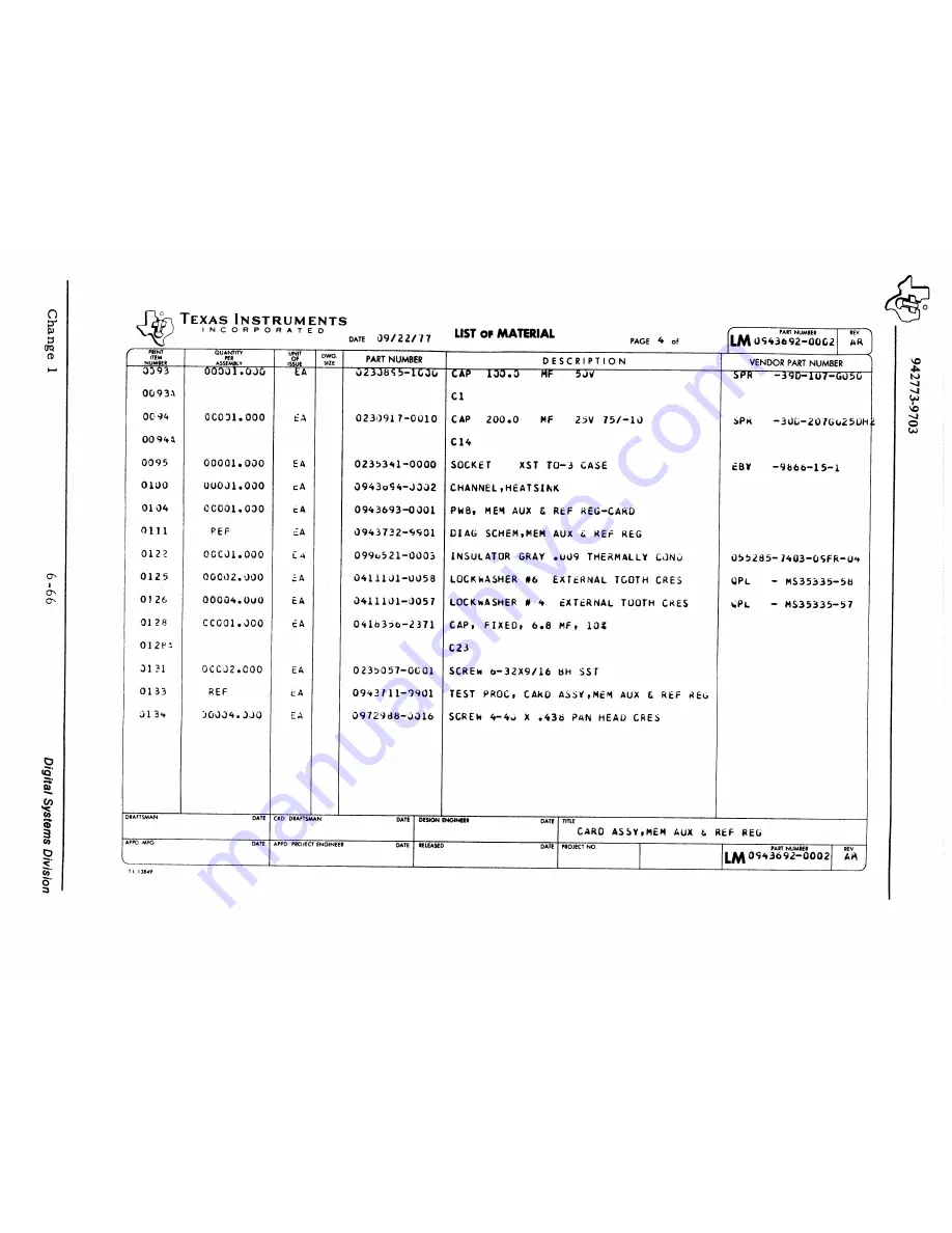 Texas Instruments 960B Maintenance Manual Download Page 125