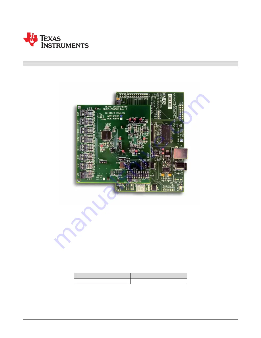 Texas Instruments ADS131E08EVM-PDK Скачать руководство пользователя страница 1