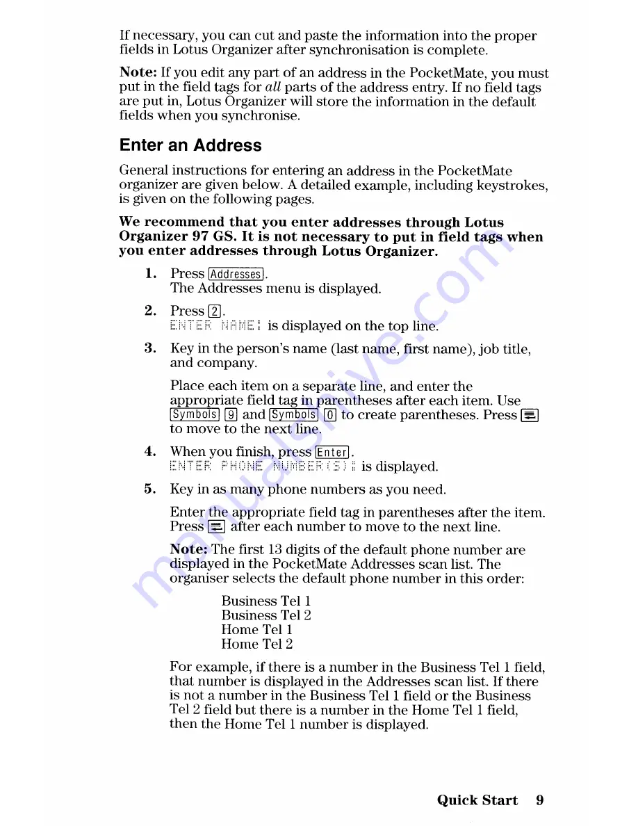 Texas Instruments PocketMate 200 Quick Start Manual Download Page 10