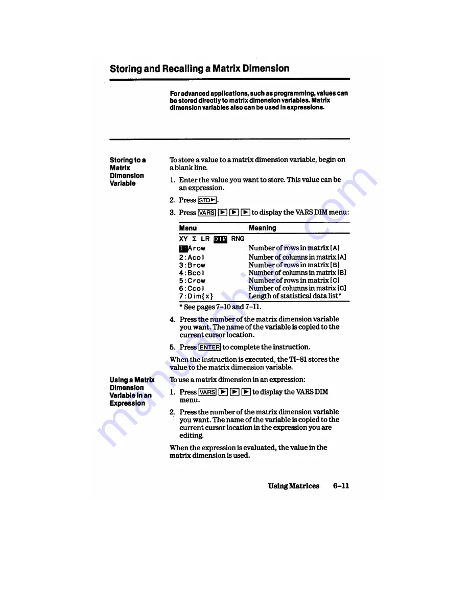 Texas Instruments TI-81 Manual Book Download Page 113