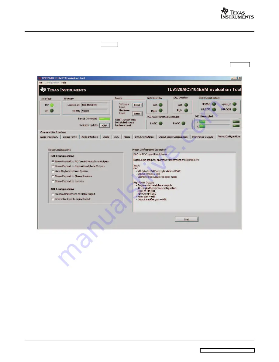 Texas Instruments TLV320AIC3104EVM User Manual Download Page 12