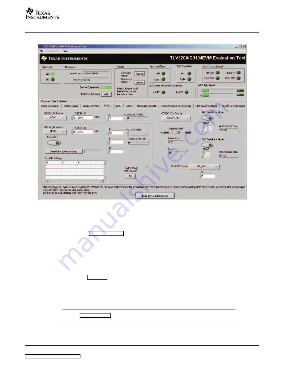 Texas Instruments TLV320AIC3104EVM Скачать руководство пользователя страница 17