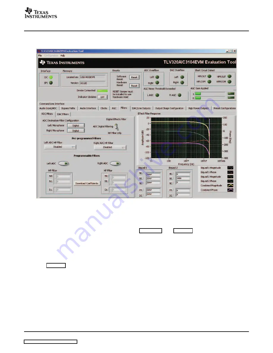 Texas Instruments TLV320AIC3104EVM Скачать руководство пользователя страница 23